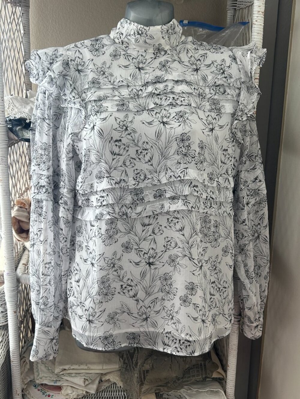 High necked long sleeved Victorian style blouse